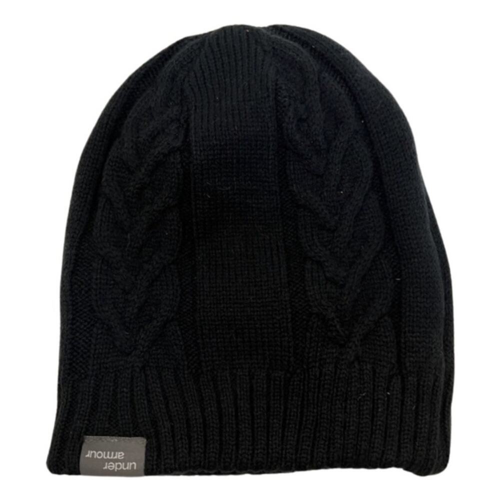 Under Armour Cable Knit Black Beanie Winter Hat Basic Minimalist NEW no Tags